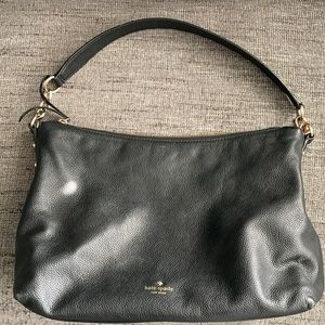 Kate Spade black pebbled leather shoulder bag gold